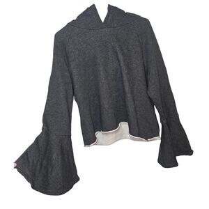 Melrose and Market Gray Flared Bell Sleeve Cropped Hoodie Womens Size S